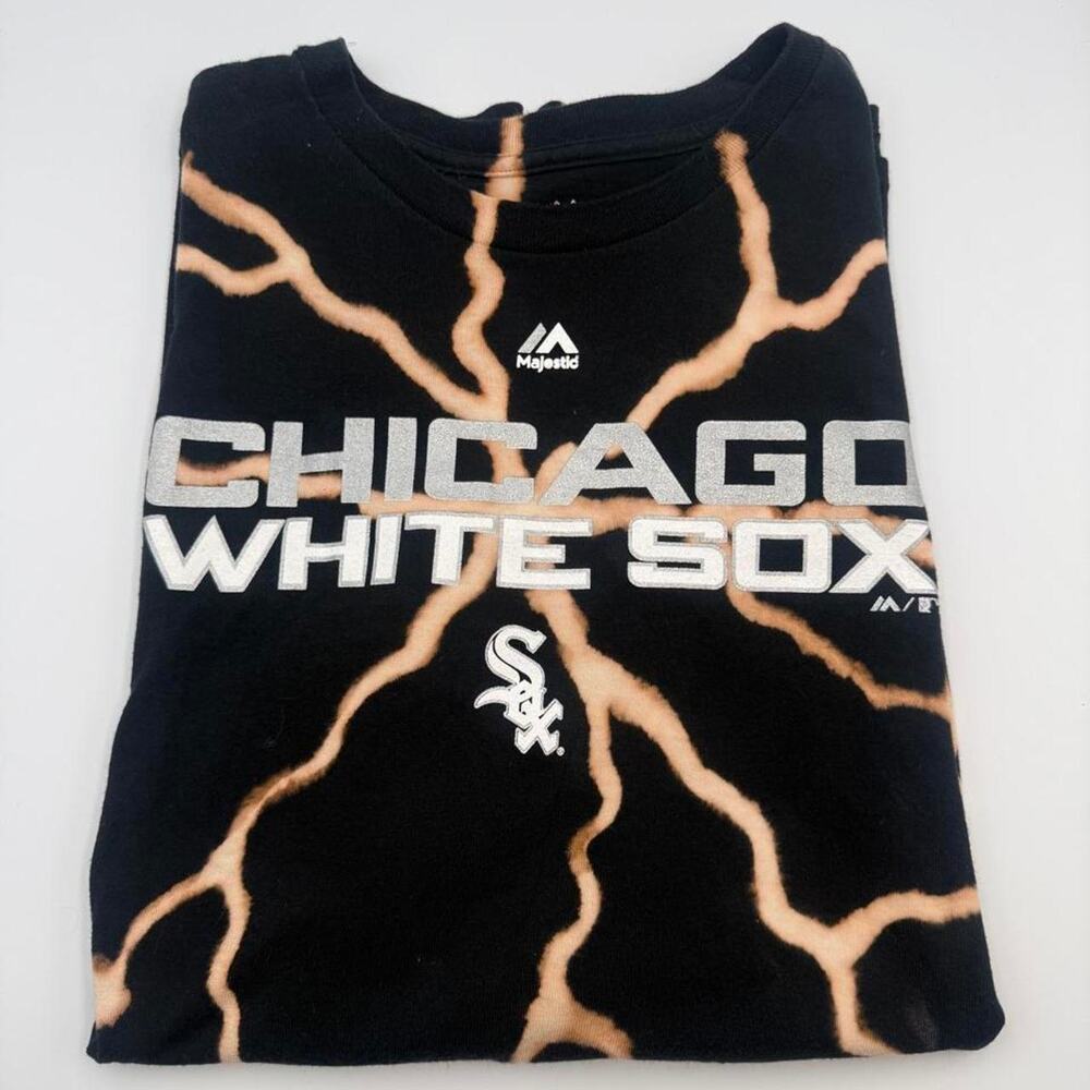 Custom Chicago White Sox Majestic Athletic bleached lightning bolt size 2XL